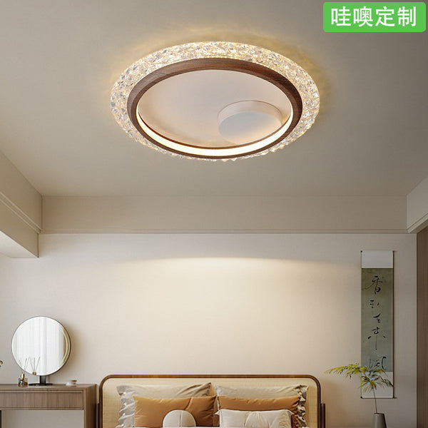 [Wow] Medieval wabi-sabi wind ceiling light 2025 new American retro walnut round super bright eye protection light