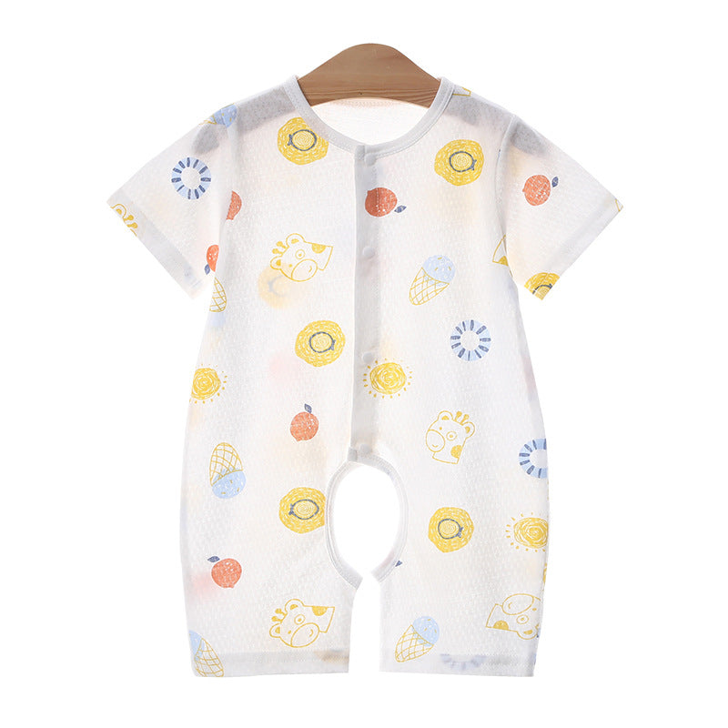 Baby short-sleeve romper with open crotch - summer outfit for infants and toddlers - class a pure cotton thin summer clothes - baby onesie for summer