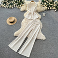 Lightly mature elegance style strappy eleganttwo-piece set women's summer age-reducing work clothing suit collar loose pantseasiest for matchsuit