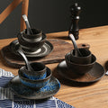 Personalized ceramic tableware set for home and restaurant: stylish retro ceramic shallow dishes and soup bowls, perfect for single servings