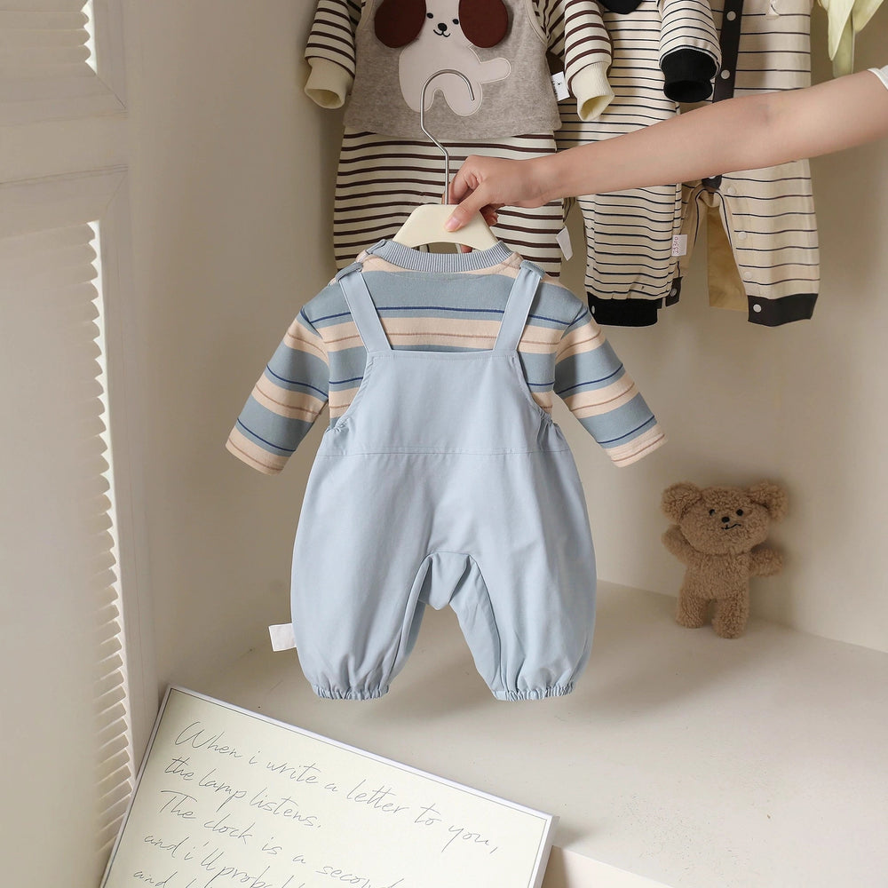 Baby clothes spring/autumn set overalls boy baby clothes toddler spring/autumn long sleeve cartoon puppy outing outfit