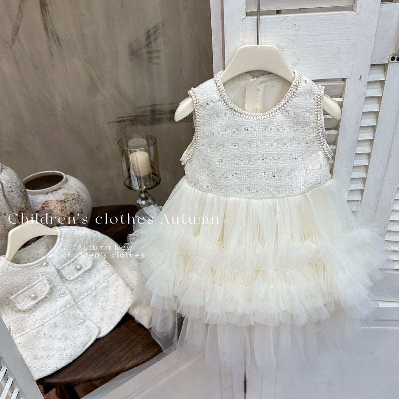 Girls' dress  autumn new style chic sequin party dress baby girl princess dress korean style cake skirt set