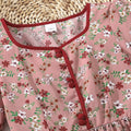 big kids' girls' clothing  foreign trade spring/autumn new french style vacation floral print cinched waist long sleeve dress