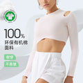 Eco-friendly organic cotton off-shoulder long sleeve activewear top - perfect for dance, fitness, yoga, and everyday style