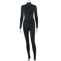 European and american cross-border  autumn new solid color zip-up stand collar long sleeve casual jacket fitness yoga outfit pants set