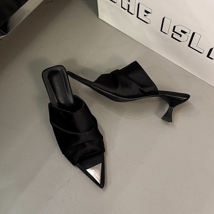 Plus size pointed toe elegant purple socialite style sexy flip-flops women's summer new arrival thin heel sandals french style