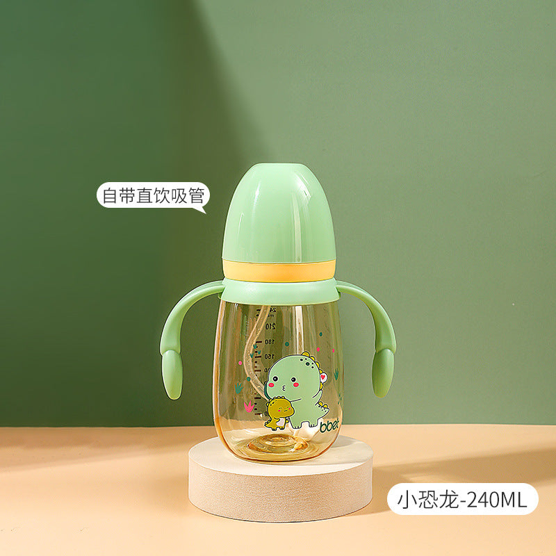 Baby bottle wide diameter direct drinking straw cup anti-colic ppsu water cup multi-capacity baby feeding bottle anti-fall