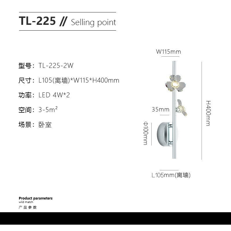 Wall lamp light luxury personality creative bedroom led bedside lamp Nordic simple modern living room TV series background wall lamp