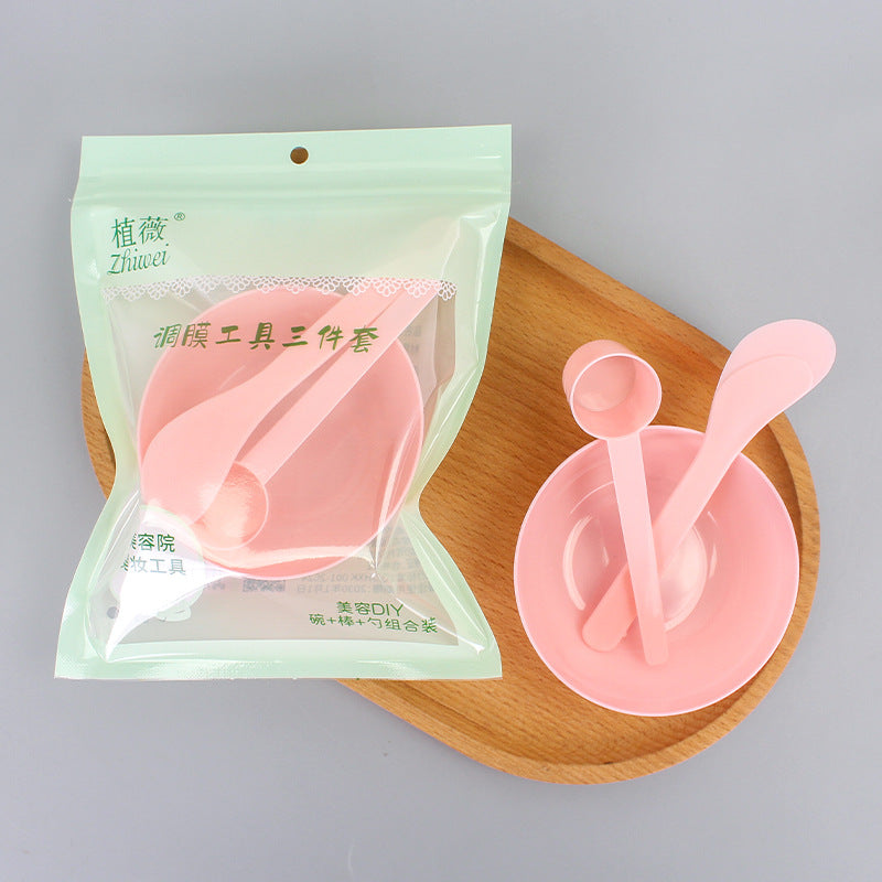 Zhiwei beauty salon mask mixing kit - 3-piece set: mask bowl, mixing spatula, measuring spoon, and plastic bowl