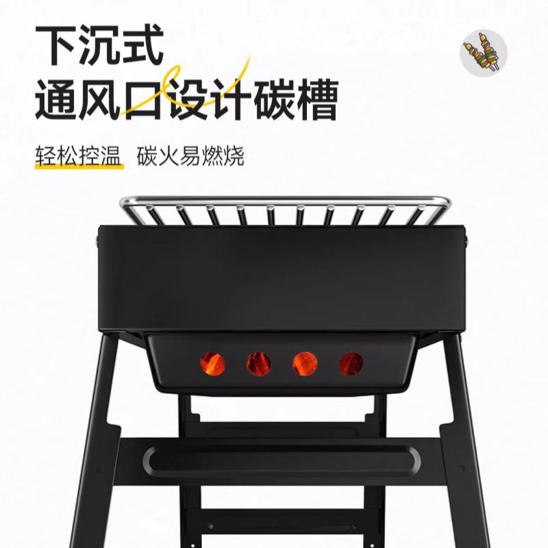 Portable multifunctional bbq grill - foldable all-in-one stove for home, restaurant, charcoal grilling, camping, and outdoor use