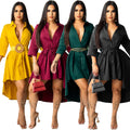 Bestselling cross-border e-commerce autumn/winter new arrivals: european and american style irregular hem longline shirt dress - direct from the factory