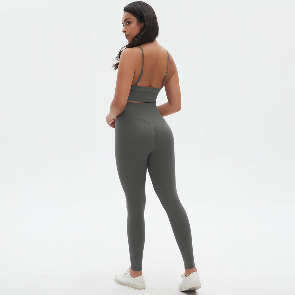 New arrivalhigh waist hip lifting tights suspenders beautiful back sports bra fitness suit cross-border seamless quick-drying yoga clothes