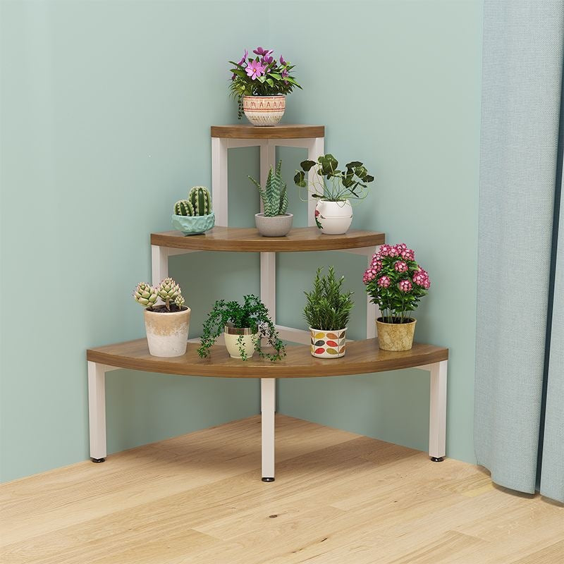Solid wood corner flower shelf, multi-layered indoor space-saving floor-standing balcony wooden plant flower pot rack storage