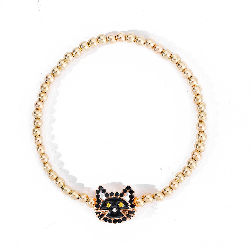 Halloween bracelet wholesale fashionstylishniche style pumpkin ghost cat festival oil drop diamond elastic bracelet for women