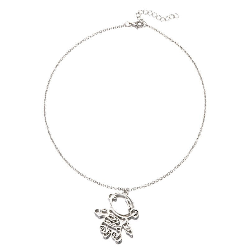 Wholesale disco sweater chains, european and american cross-border jewelry, astronaut stainless steel necklaces, unisex versatile chokers