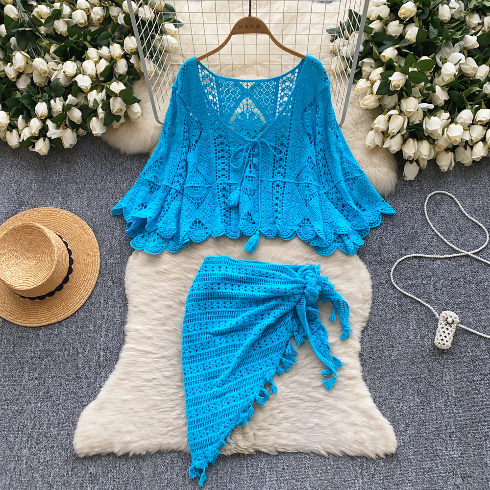 European and american style retro jacquard knit set - women's sleeveless tank top + midi skirt - high-end socialite two-piece outfit