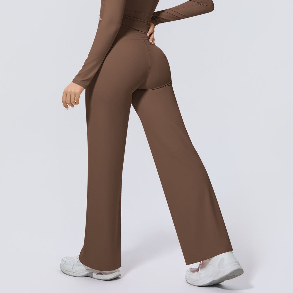 New arrival cross-border double-sided nylon high waist elastic loosecasual wide-leg nine-point pants running fitness yoga bottom pants