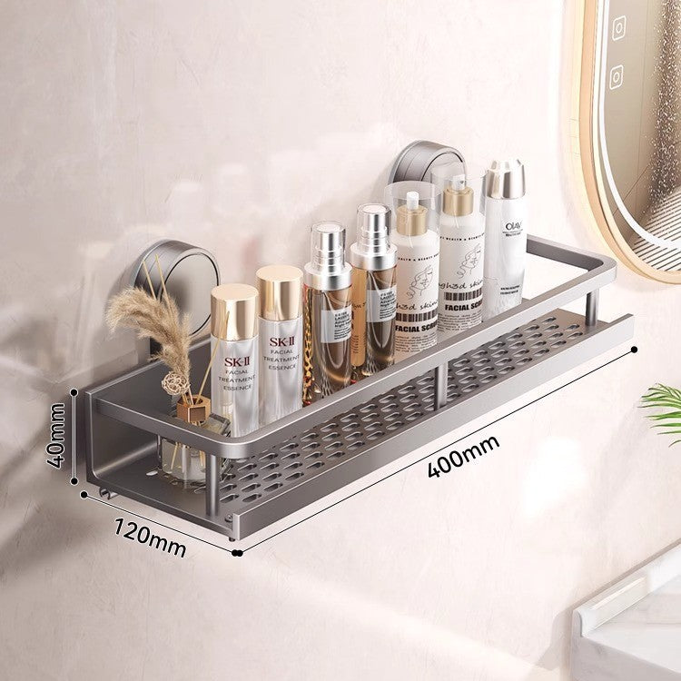 Suction cup shelf - wall mounted, no drilling required - bathroom & toilet organizer for vanity, washroom, and restroom