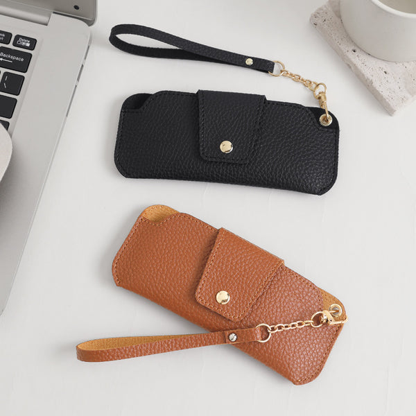 Creative new neck-hanging glasses bag outdoor travel sunglasses storage bag portable leather myopia glasses protective cover