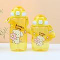 Factory custom cartoon kids water bottle student straw water jug big belly cup portable plastic sealed creative gift
