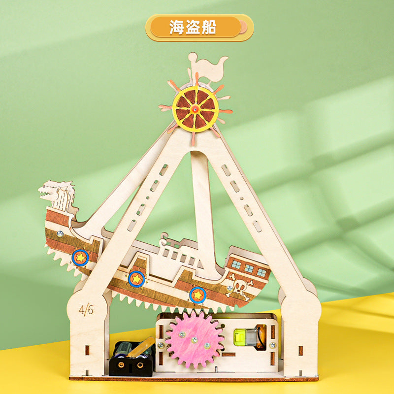 Pirate ship technology small production, primary and secondary school students science experiment, students handmade DIY fun invention steam teaching aids