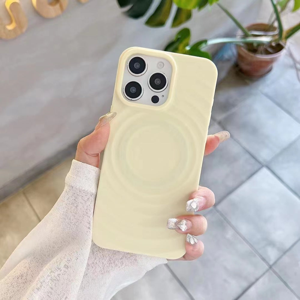 Sun shell suitable for apple 16pro magnetic ring pattern mobile phone case iphone12/15 pure color tpu protective cover