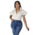 summer new european and american style women's air layer elegant flutter sleeve stand collar tank top sleeveless t-shirt