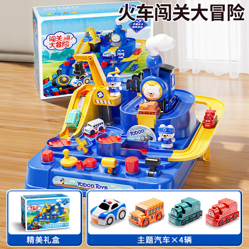 Car adventure challenge: kids' toy cars, trains, rockets, parking garage - educational birthday gift for baby boys
