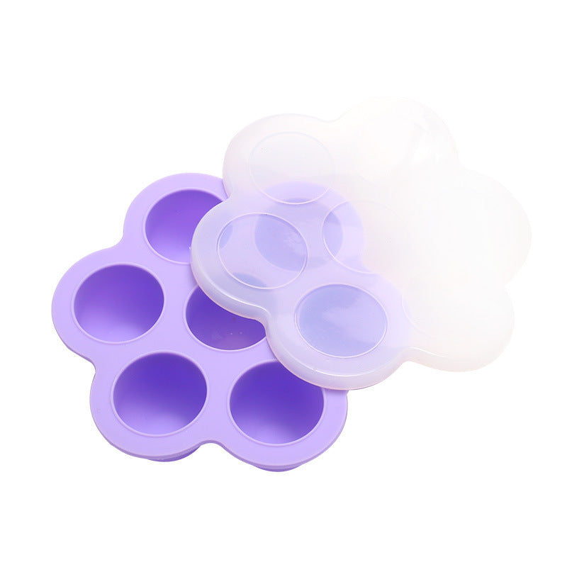 Factory direct seven-cavity silicone baby food container, 7-cavity food storage box ice cube tray, 130g with silicone lid