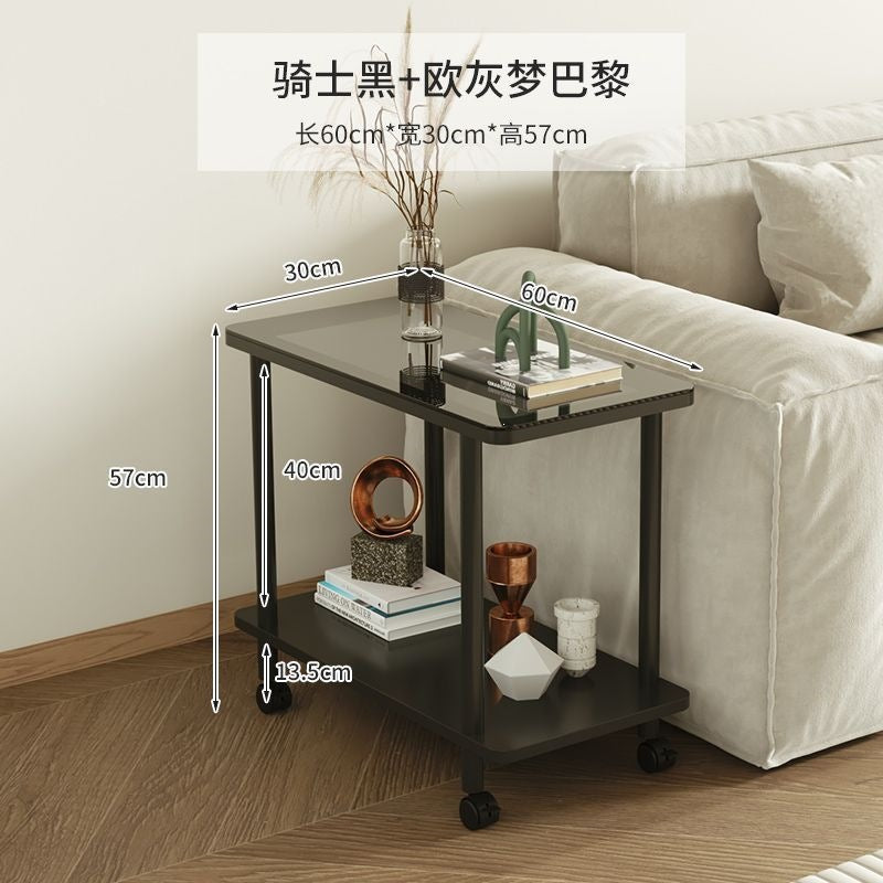Movable small side table with slit storage rack, accessible luxury simple corner table, small table, sofa side coffee table, for home tea table
