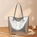 Trendy fashion tote bag 2026 new spring solid color crocodile pattern large capacity shoulder bag handbag women's bag