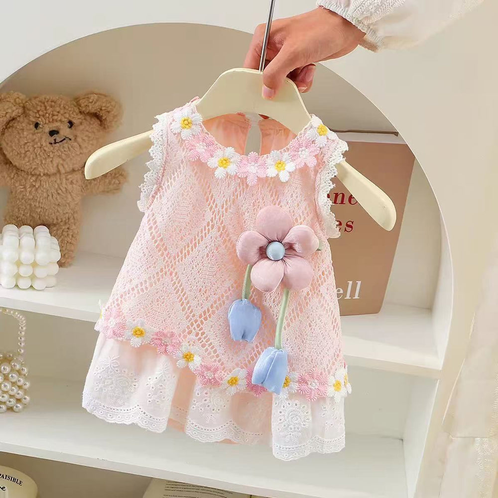 Summer princess romper dress - sleeveless bodysuit dress for baby girls - lightweight, perfect for newborn photoshoots, 100-day celebrations, and everyday wear