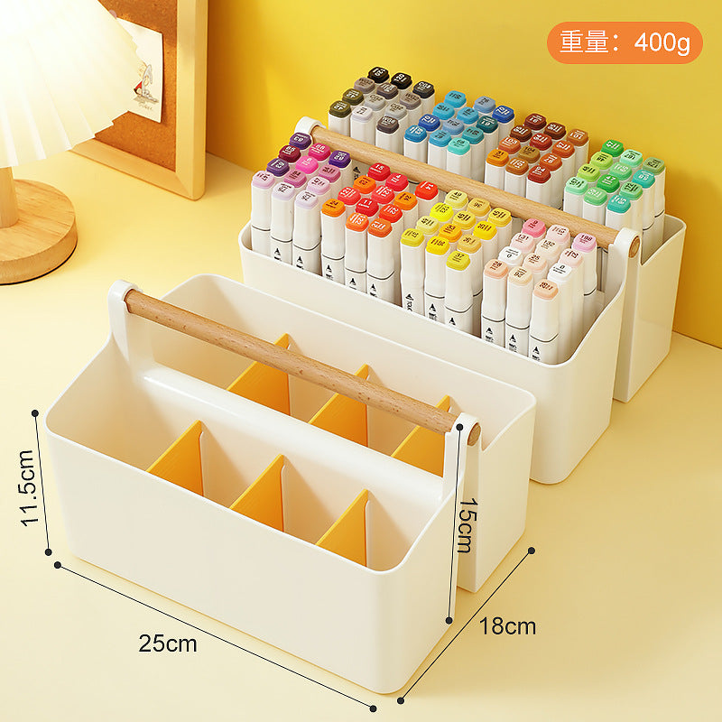 Desktop sundries Transparent stationery storage box Plastic handheld pen holder Storage box Book document Marker pencil case