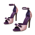2025 summer new women's shoes bowknot open-toe ankle strap pink-purple sexy high heel sandals stiletto heel