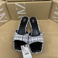 Za2025winter high-heeled shoes bag heel sandals women's small fragrant thick heel fairy casual sandals export low heel sandals