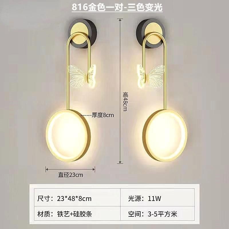 Led modern casualaccessible luxury pastoral for home hotel engineering butterfly gold black wall lamp scandinavian background wall bedside