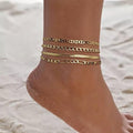 Amazon new 14k gold plated layered cuban link anklet set - beach jewelry anklets