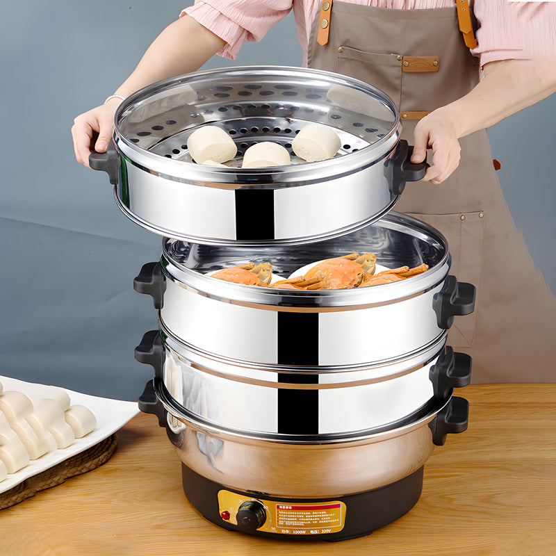 Multifunctional steamer electric steamer electric steamer three-layer stainless steel steamer for home steaming all-in-one electric steamer steaming buns