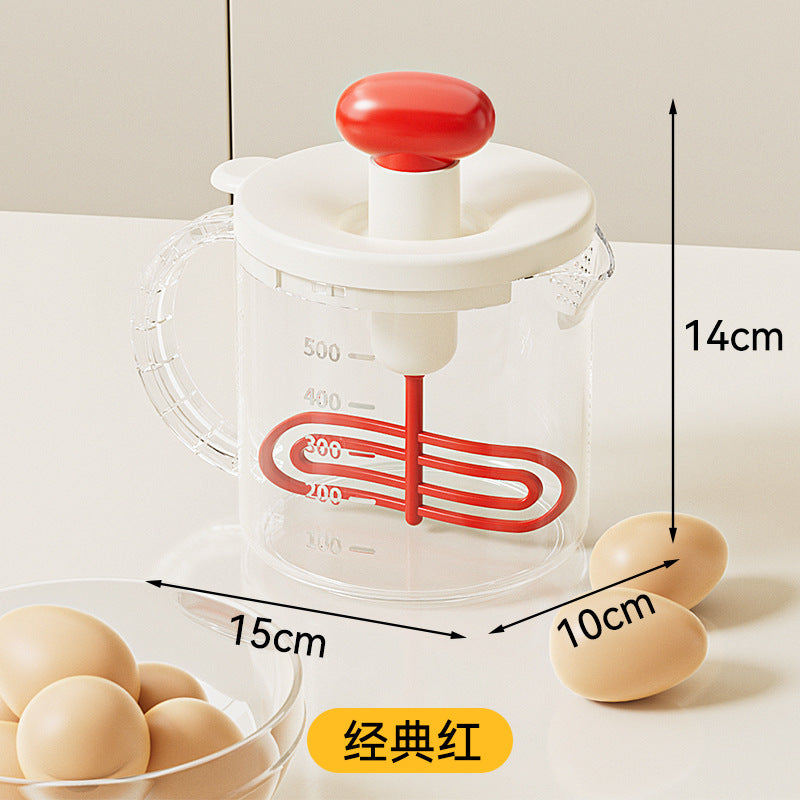 Multifunctional hand mixer with built-in whisk, press-down filter, and egg beater – perfect for cream whipping and baking