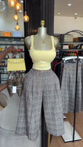 European and american cross-border women's fashion:  summer new arrivals - vintage plaid, loose fit, slimming wide-leg casual pants for petite figures