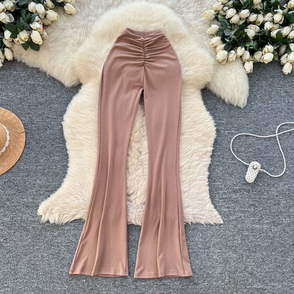 K-stylehigh waist pleated casual pants straight-leg pants for women springnew arrivalwork clothing silmslimming look to show leg lengtheasiest for matchpants
