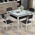 Square tempered glass dining table and chair set - modern minimalist design for small spaces