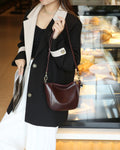 Genuine leather bag women's 2024 spring and summer new arrivalclassy niche small toe first layer cowhide women's bag shoulder crossbody bag