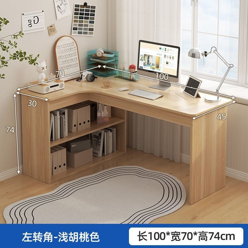 Nordic student desk with bookshelf - all-in-one home bedroom desktop computer desk - assembled study table for elementary school students - writing desk
