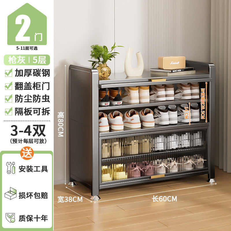 Steel huge thick shoe cabinet, shoe rack, multi-layer household dust-proof shoe rack, large-capacity storage shoe rack at the entrance entrance
