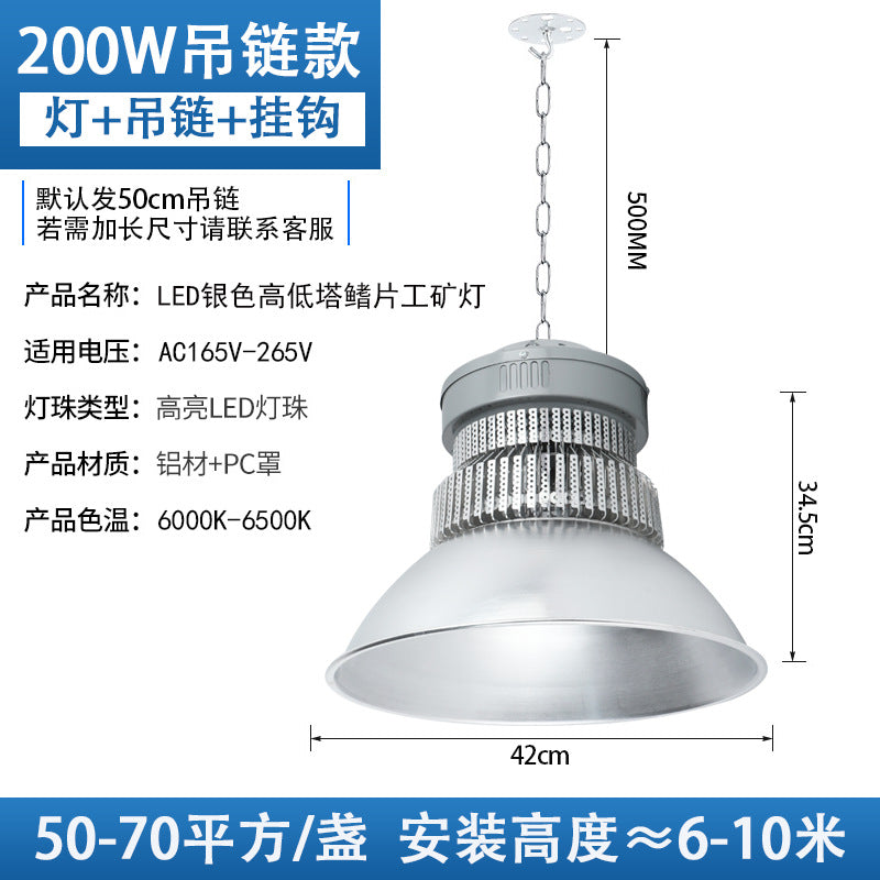 LED High Bay Light High Power Black Fin Workshop Warehouse Pendant Light Indoor Stadium Gymnasium Lighting