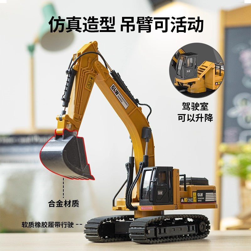 Kids' large-sized construction vehicle set: excavator, bulldozer, flatbed transporter - alloy engineering vehicle car model toys for boys