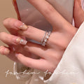 Micro-paved zirconia open ring - women's luxury, unique design, high-end feel, index finger ring, fashionable, minimalist, versatile jewelry accessory