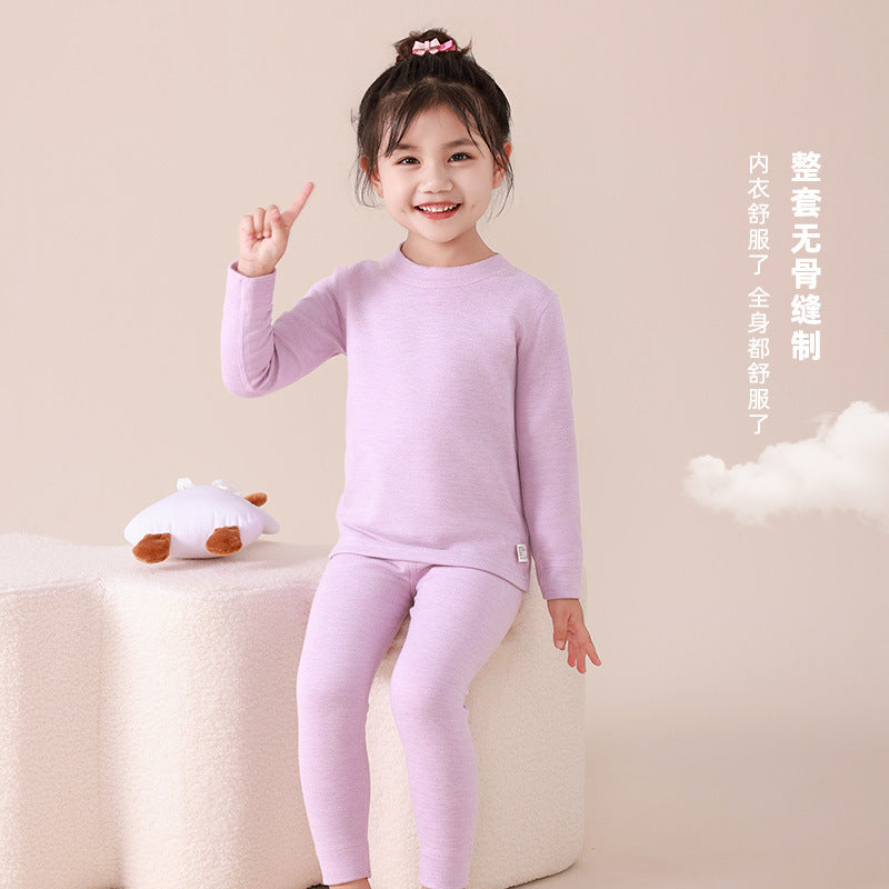 Kids silk cashmere boneless autumn clothes and long johns boys and girls home clothes baby heattechintimatessuit type a wholesale