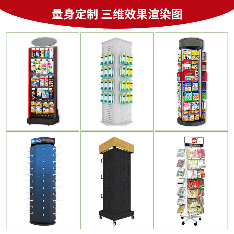 3C digital desktop small shelf four-sided hook rotatable glasses display stand wrought iron metal display shelf customization